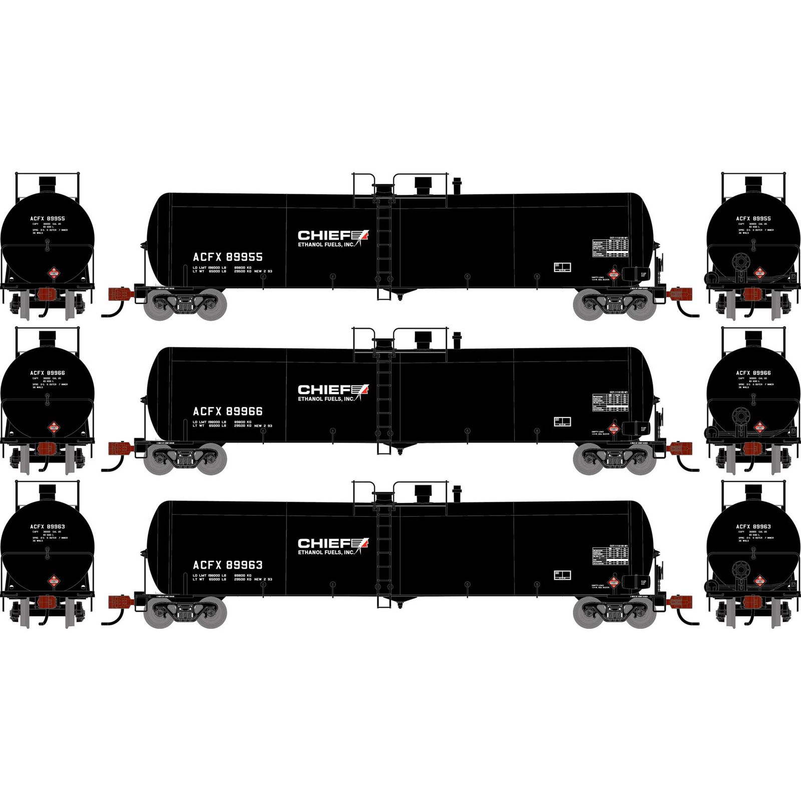 N ATH 30K Ethanol Tank Car, ACFX #89963/89966/89955 (3)