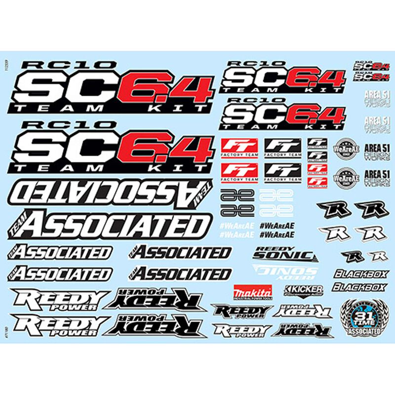 Decal Sheet, 1/10 Team Associated RC10SC6.4