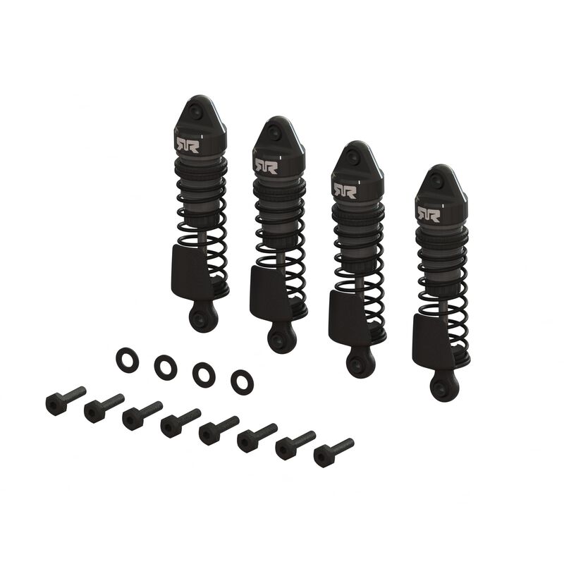 Aluminum Shock Set, 58mm Length, 2000cSt Oil (4), Gunmetal: GROM