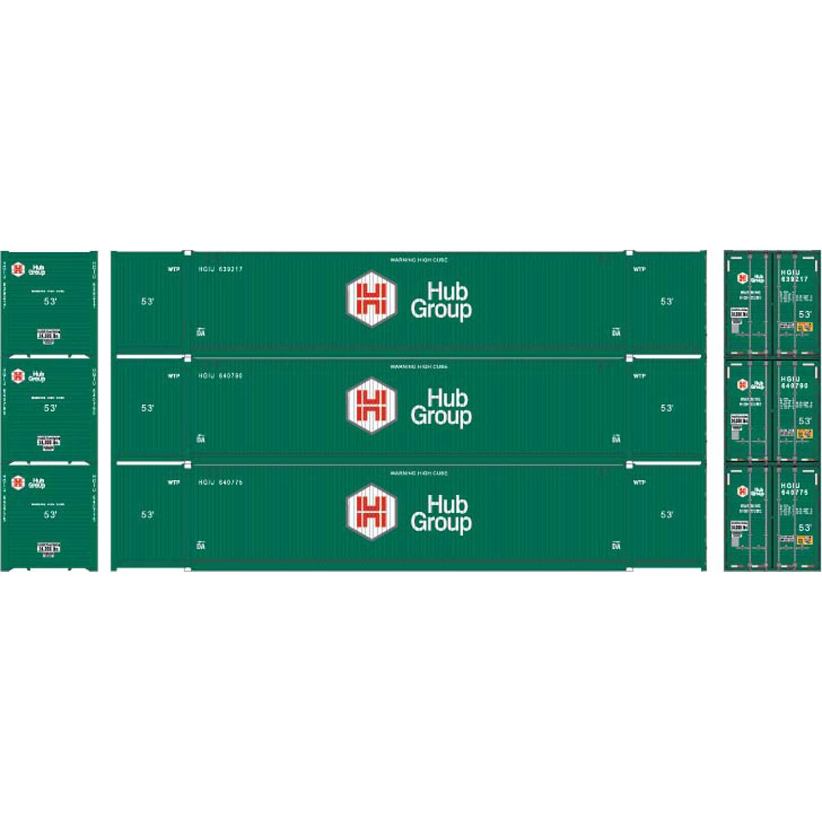 HO RTR 53' CIMC Container,HUB Group/Green Paint(3)