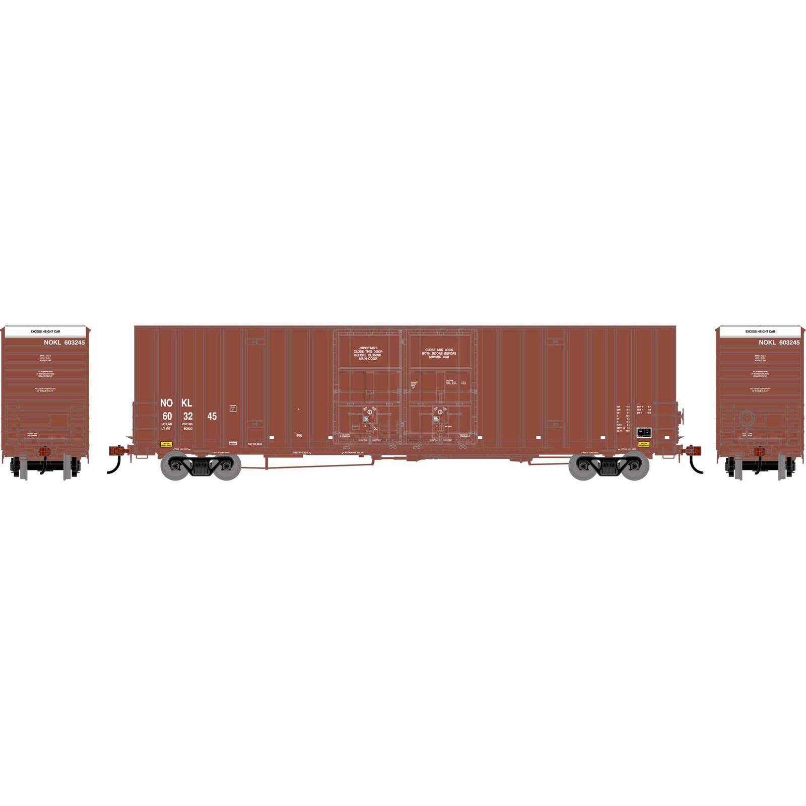HO ATH 60' Gunderson High Cube Double Door Box Car, NOKL #603245