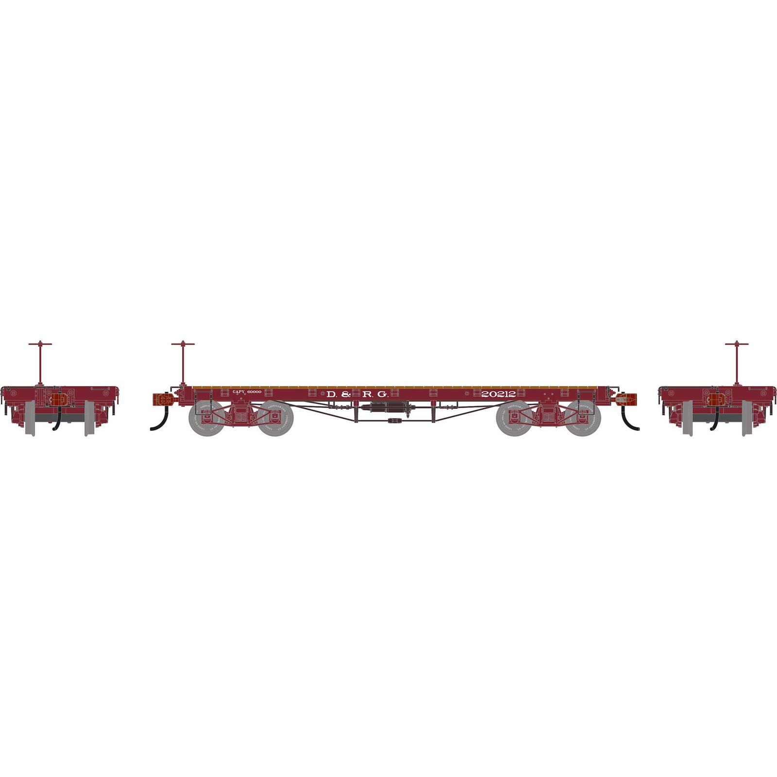 HO ATH 36' Flat Car, DRGW #6212