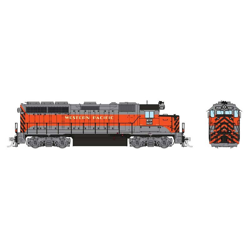 HO EMD GP40 Locomotive, Western Pacific Zephyr: #3502