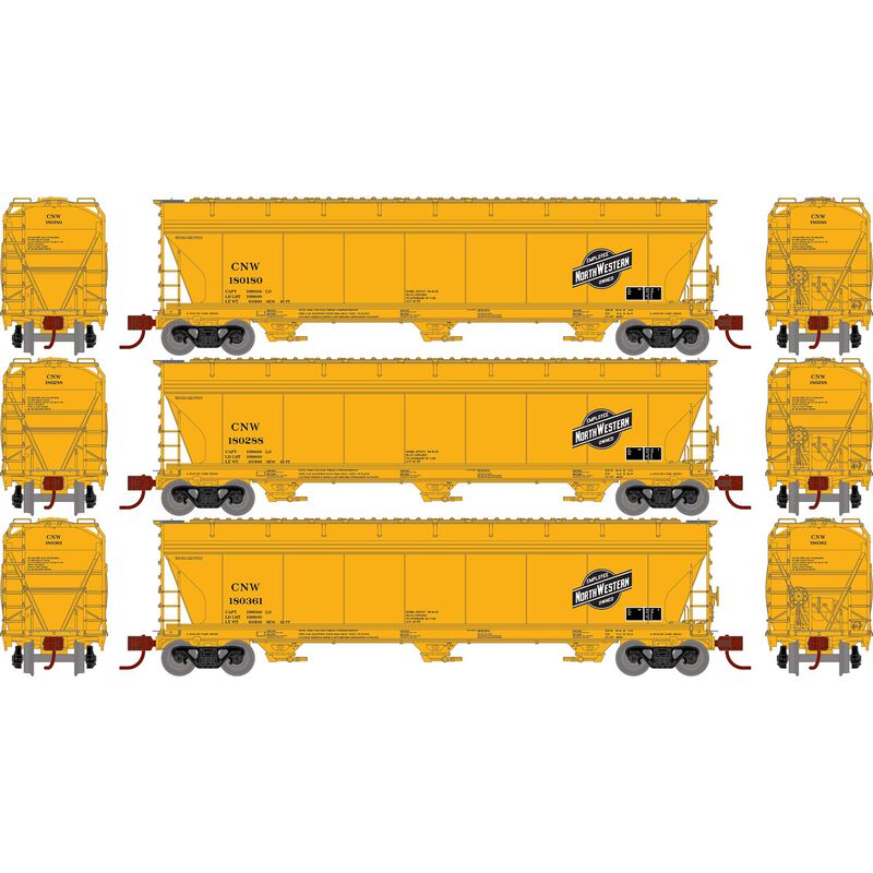 N ACF 4600 3-Bay CF Hopper, C&NW #1 (3)