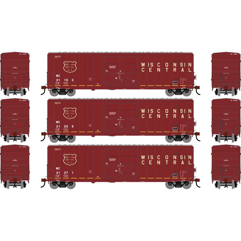 HO ATH 50' FMC 5327 12' Plug Door Box Car, WC #21163/21209/21271 (3)