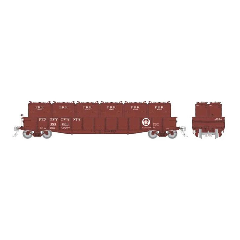 HO G22b Gondola w/containers: PRR - Circle Keystone (AB brakes): 6-Pack