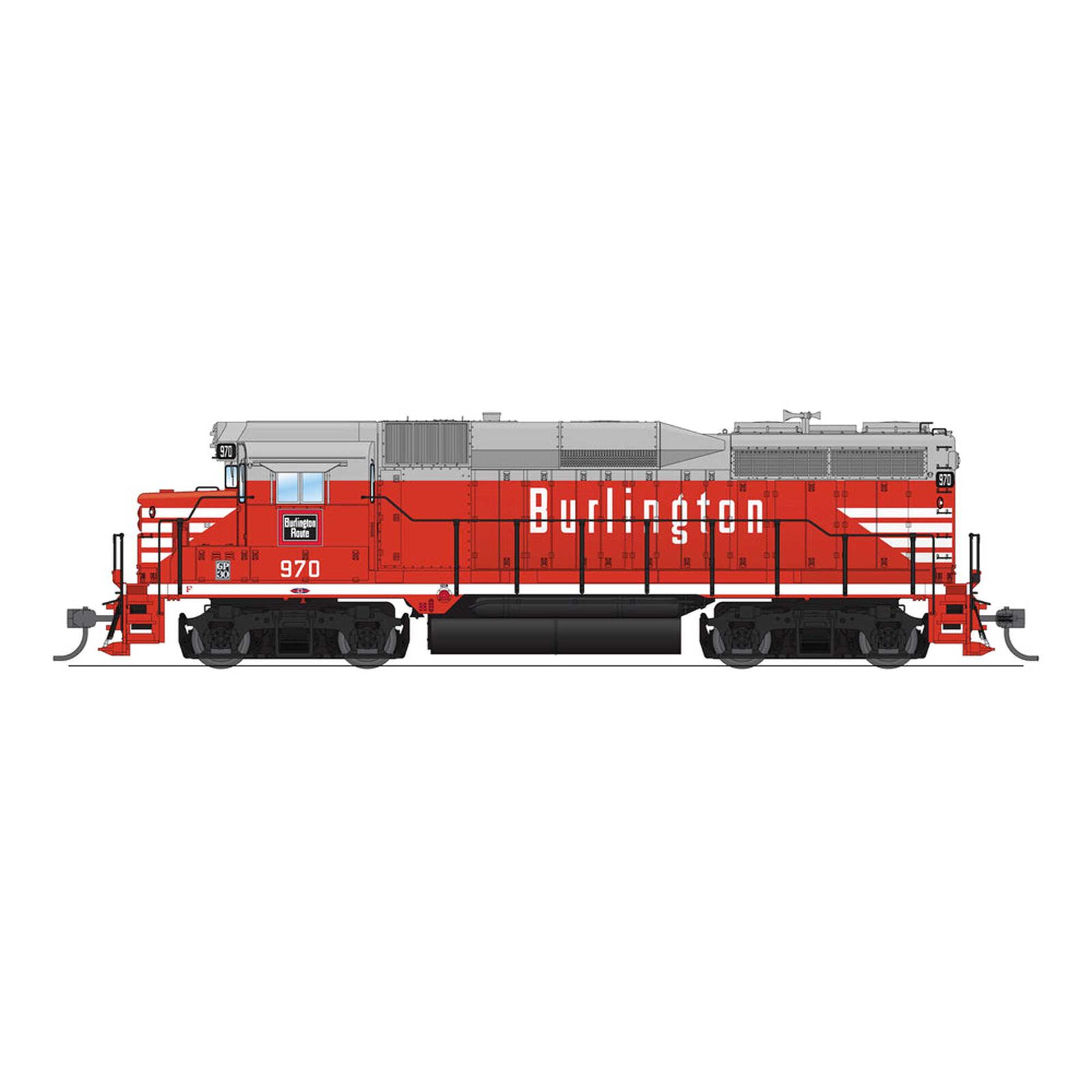 HO EMD GP30, CBQ 974, Chinese Red, No-Sound/DCC-Ready