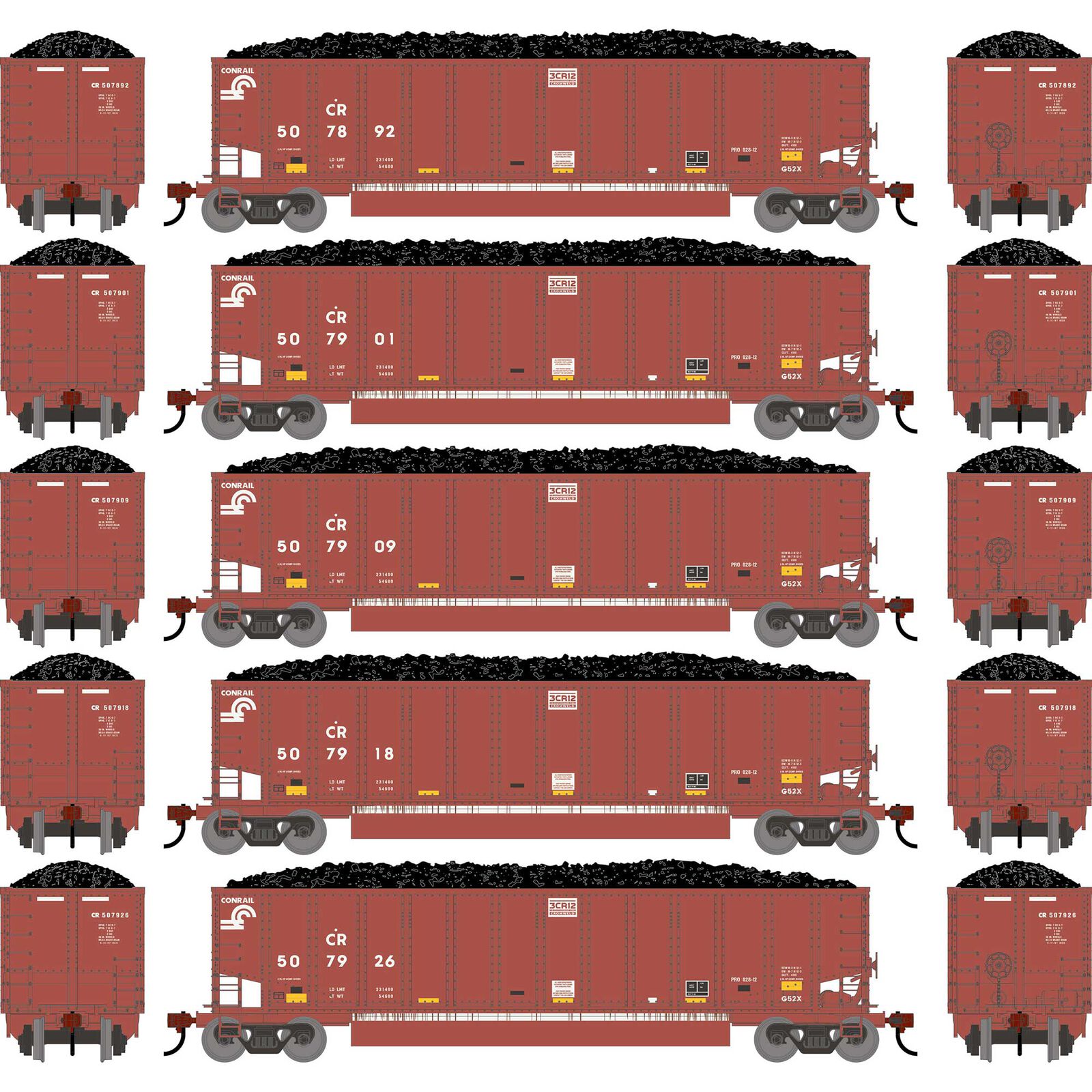 HO ATH Bethgon Coalporter w/Coal Load, Primed For Grime CR #507892/507901/507909/507918/507926 (5)