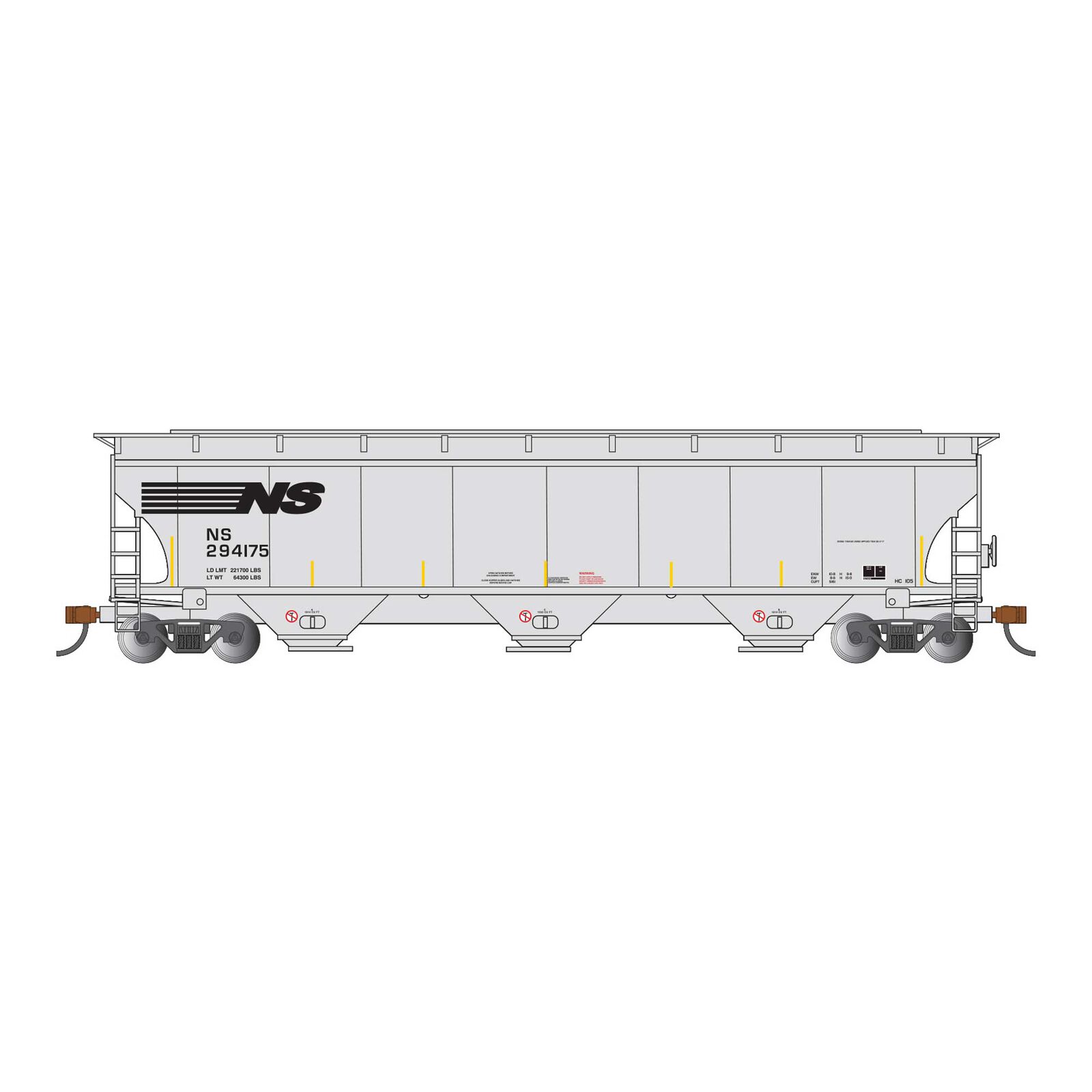 HO Trinity 5161 3-Bay Covered Hopper - Norfolk Southern #294175