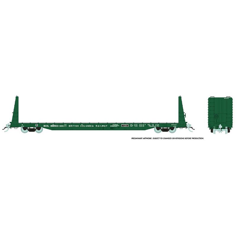 HO Marine Industries Bulkhead Flatcar BCR Dk Green, Single
