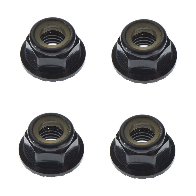 M5 Locknuts Aluminum Flanged Serrated, Black (4)