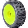1/8 Gridiron II Soft Long Wear Pre-Mounted Tires, Yellow EVO Wheels (2): Buggy