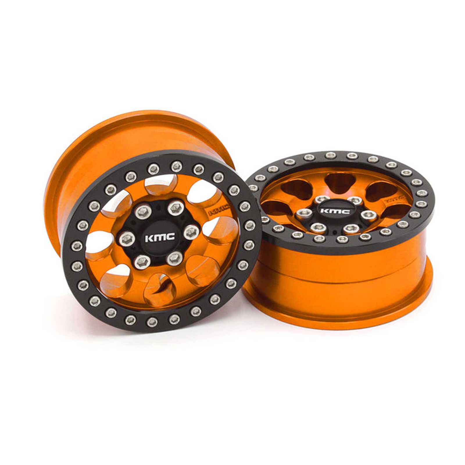 1/10 KMC KM237 Riot Beadlock Front/Rear 1.9 Rock Crawler Wheels, Orange