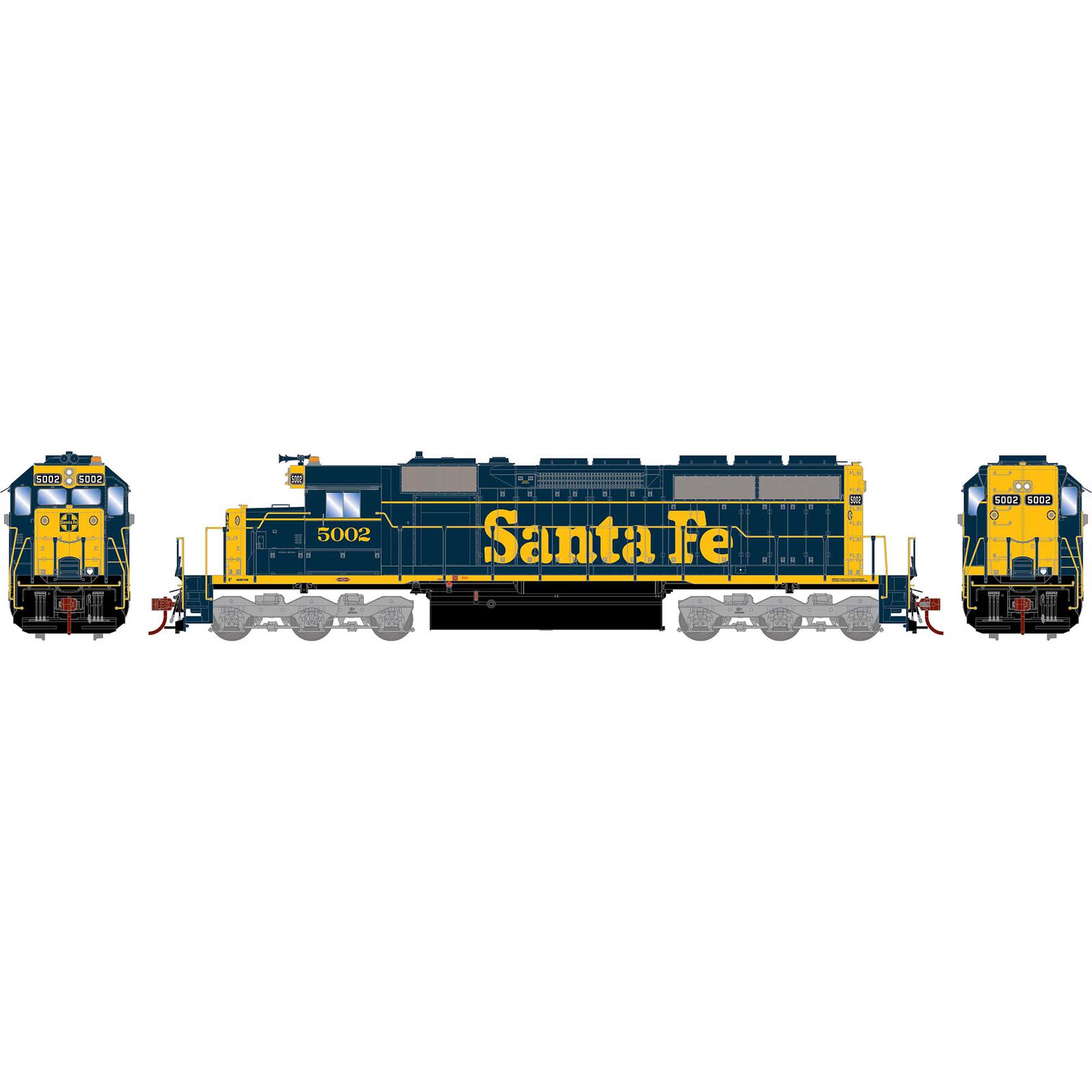 HO SD40 Locomotive, Santa Fe #5002