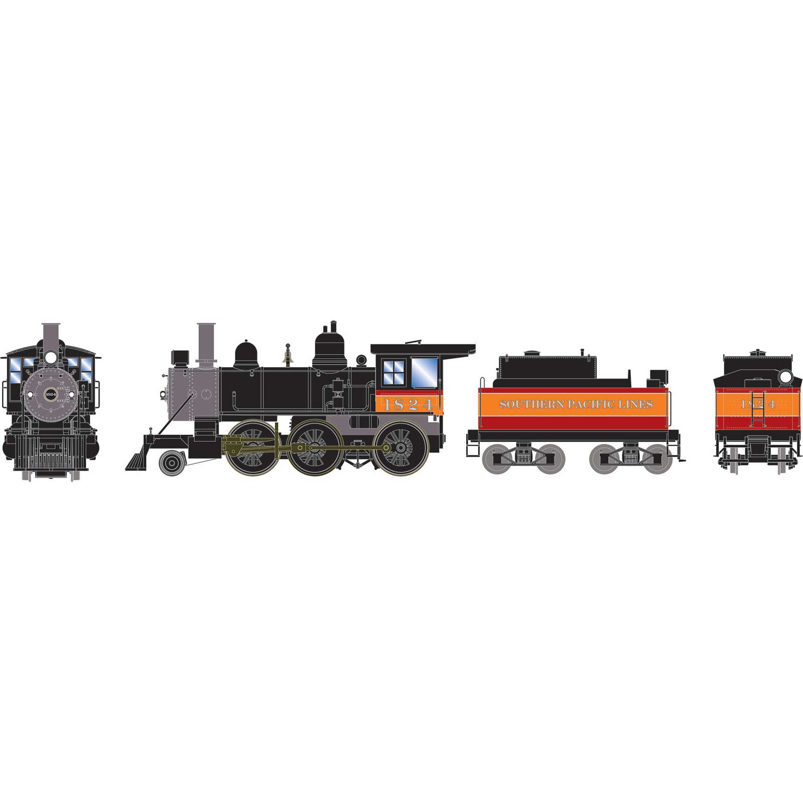 HO 2-6-0 Steam Locomotive, SP #1824