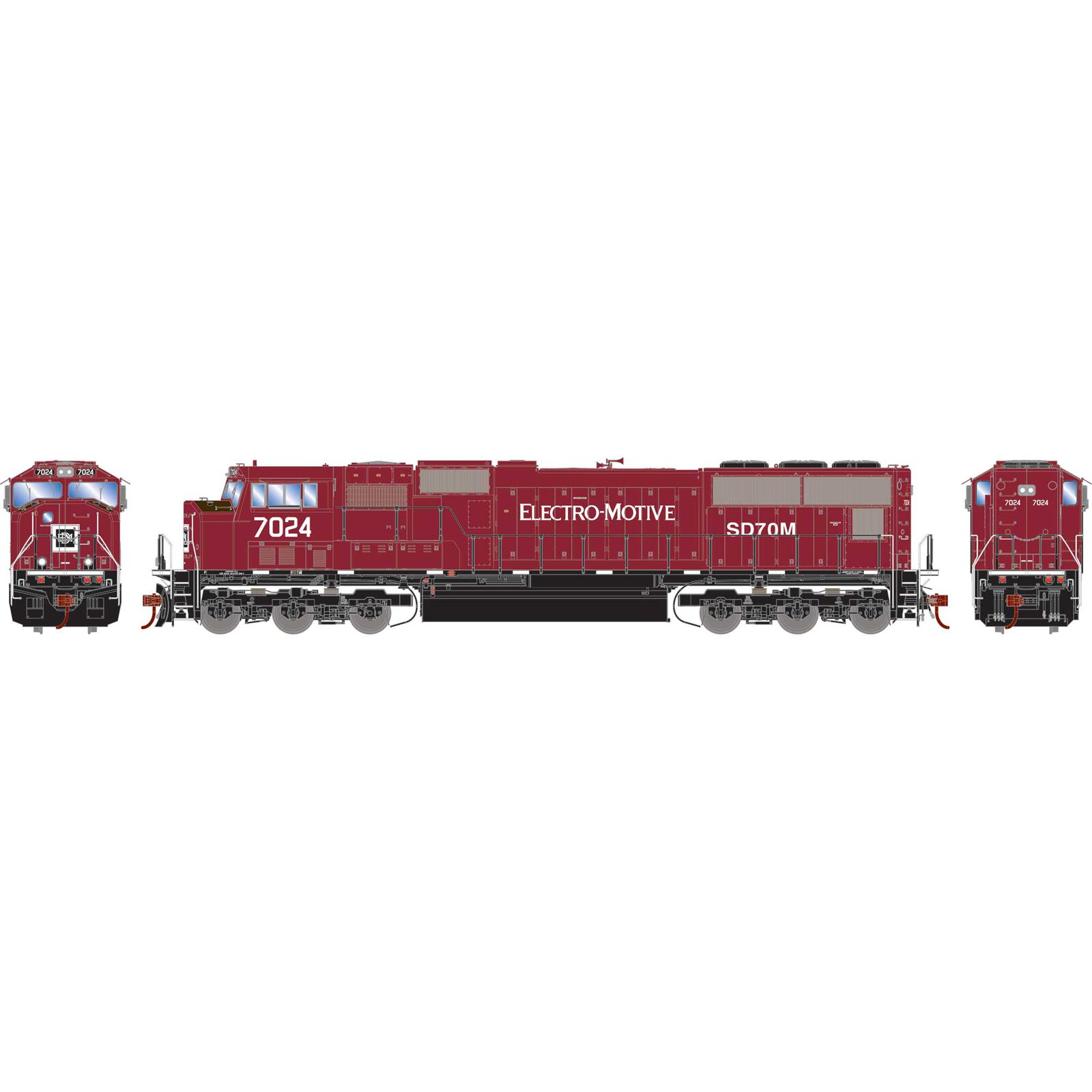 HO SD70M Locomotive, EMDX / Maroon / Black #7024