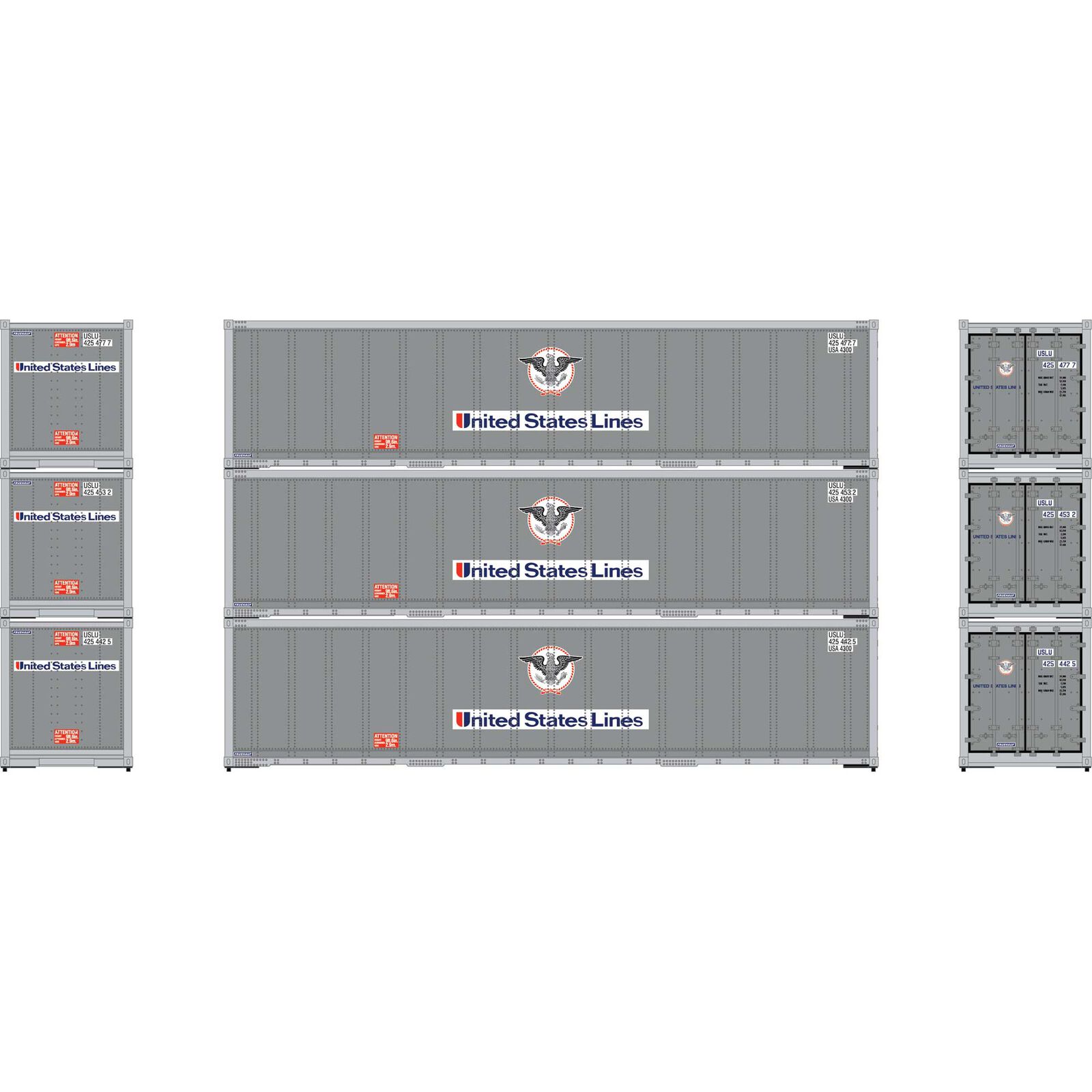 HO 40' Smooth Side Containers, USLU #2 (3)