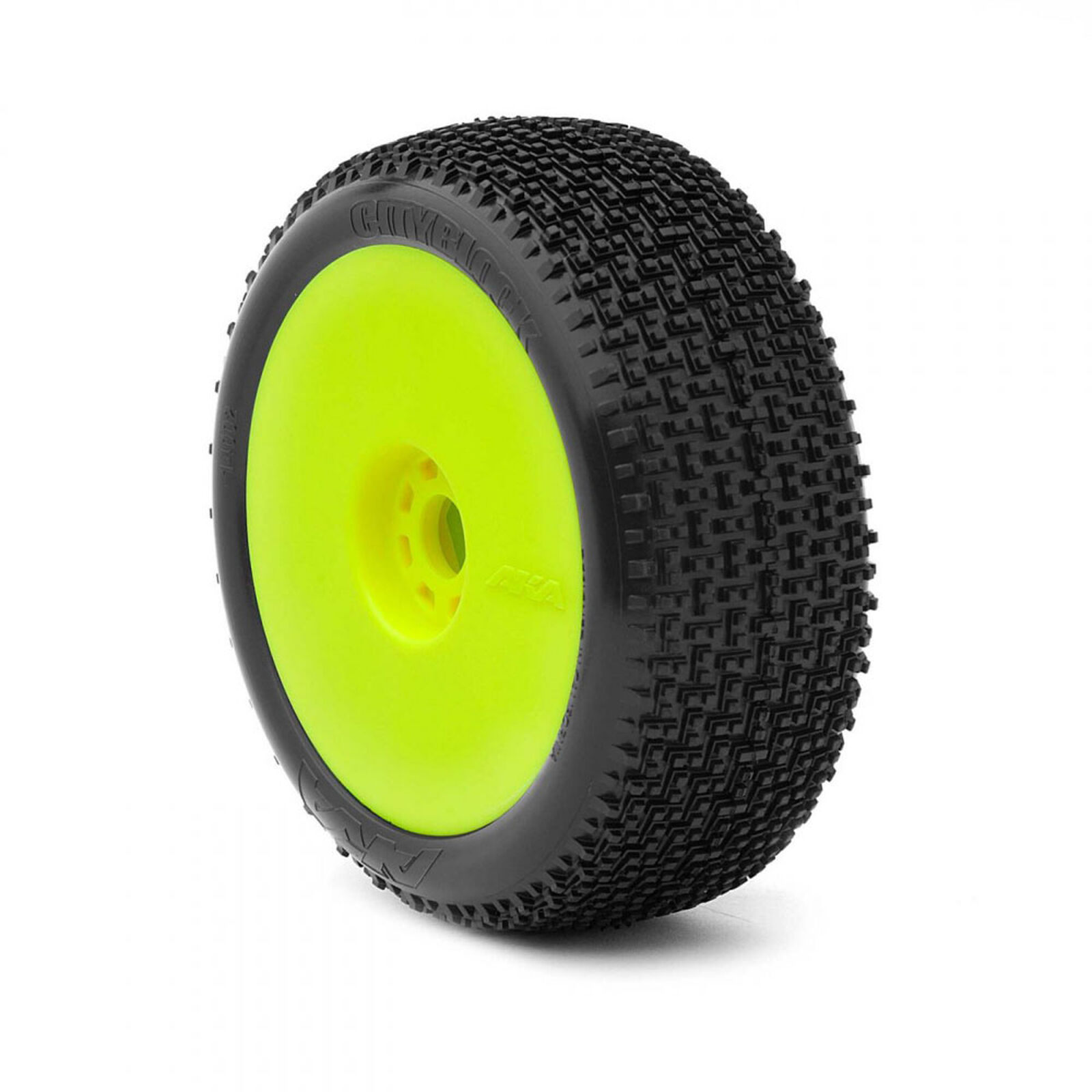 1/8 Cityblock Super Soft Long Wear Pre-Mounted Tires, Yellow EVO Wheels (2): Buggy