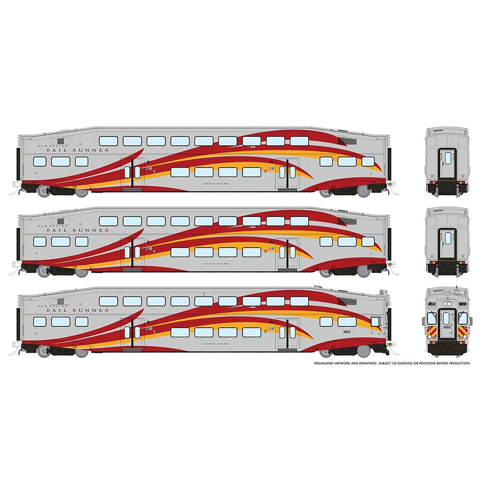 HO BiLevel Commuter Car Rail Runner Set #2