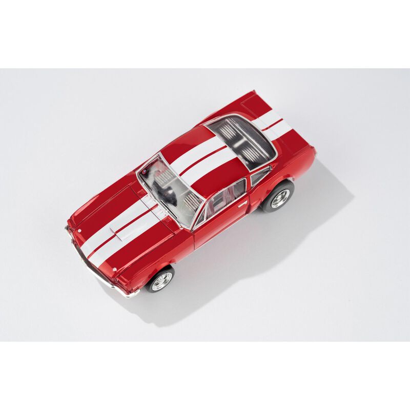 AFX/Racemasters HO 1966 Shelby GT350 Mega G+ Slot Car, Red/ White Stripes