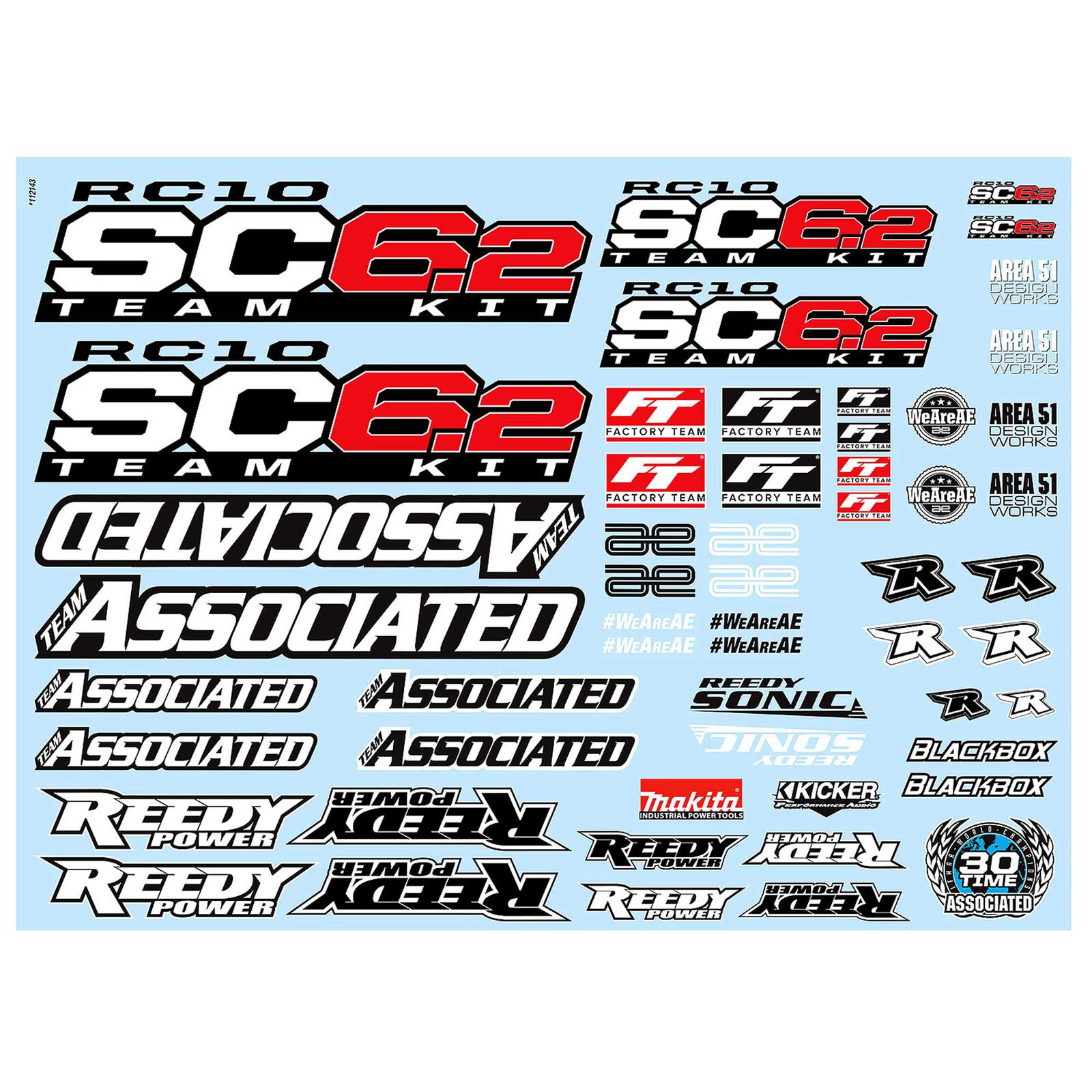 Decal Sheet, 1/10 Team Associated RC10SC6.2