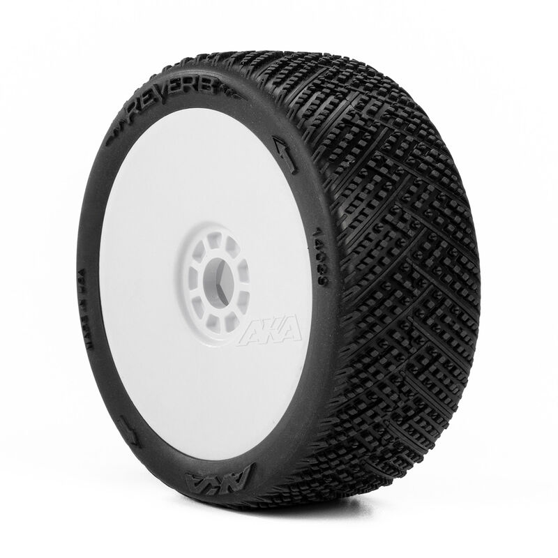 AKA PRODUCTS, INC. 1/8 Reverb Super Soft Long Wear Front/Rear Off-Road Buggy Tires MTD 17mm, White (2)
