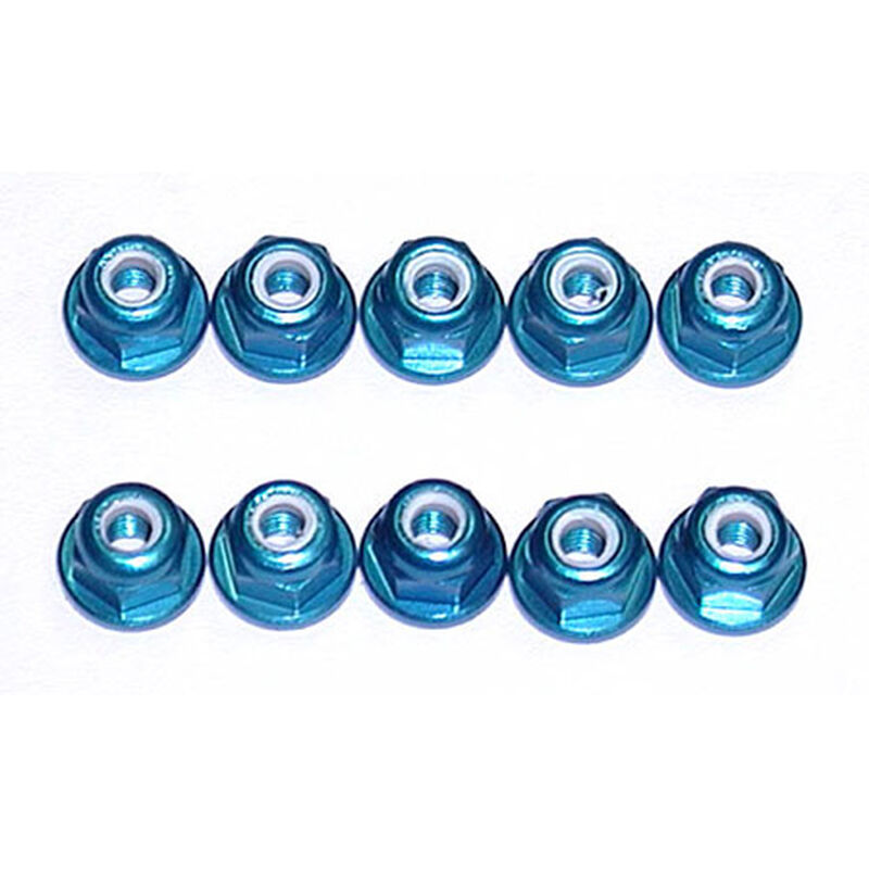 3mm Aluminum Lock Nuts, Blue (10)