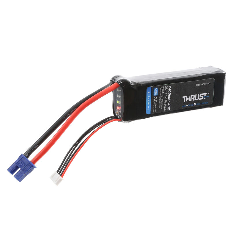 11.1V 2400mAh 40C 3S Thrust VSI LiPo Battery: EC3