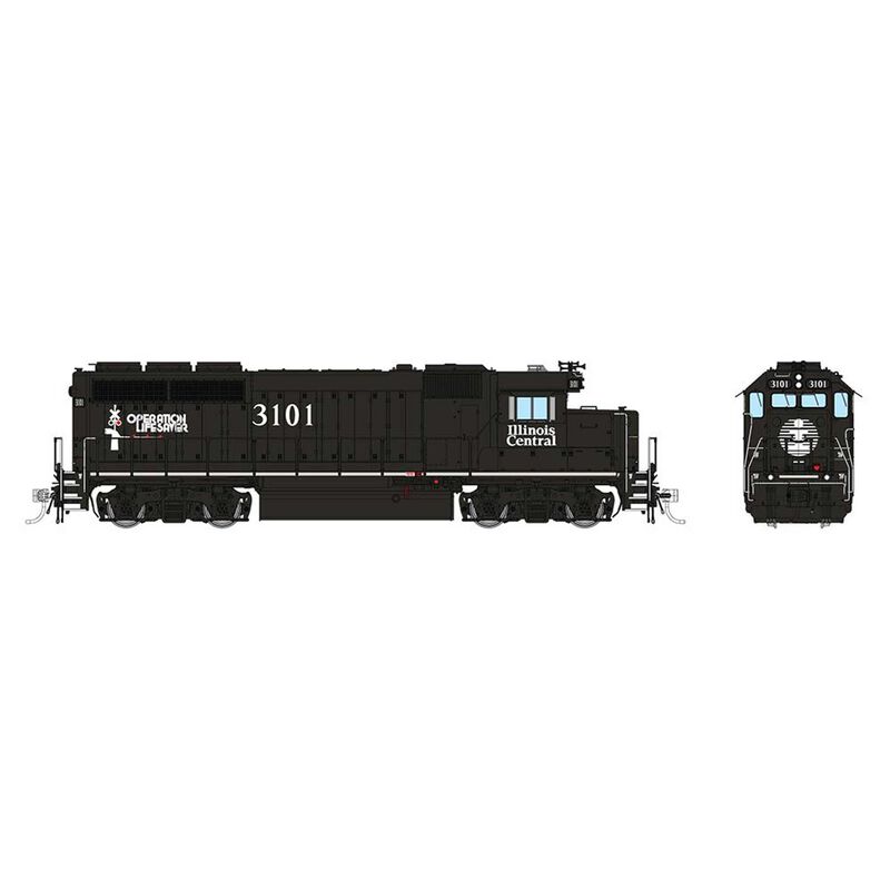 HO EMD GP40 Locomotive with DCC & Sound, Illinois Central: #3101