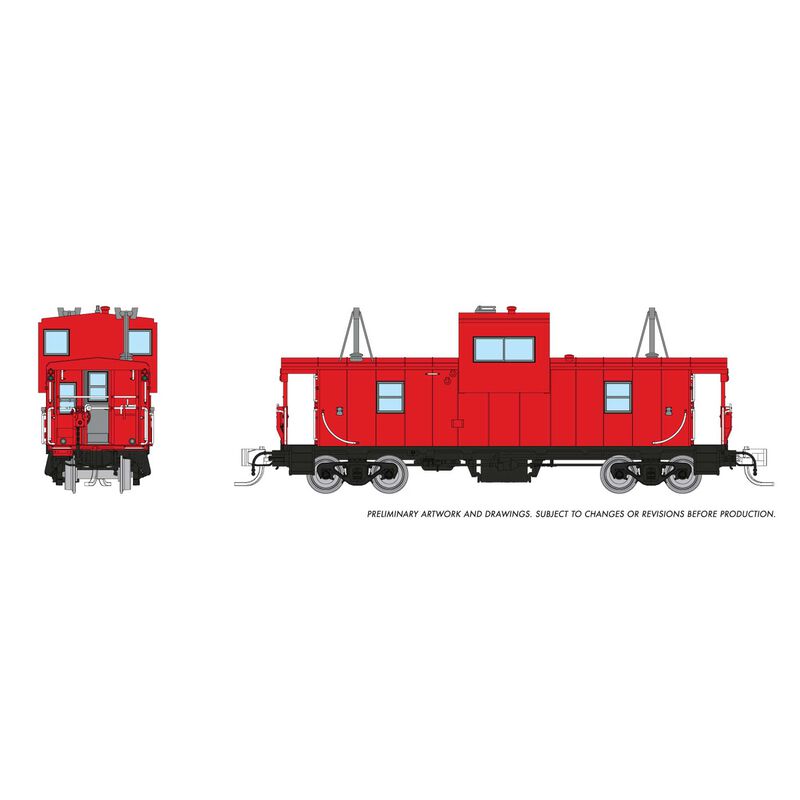 N Wide Vision Caboose, Painted Unlettered Red