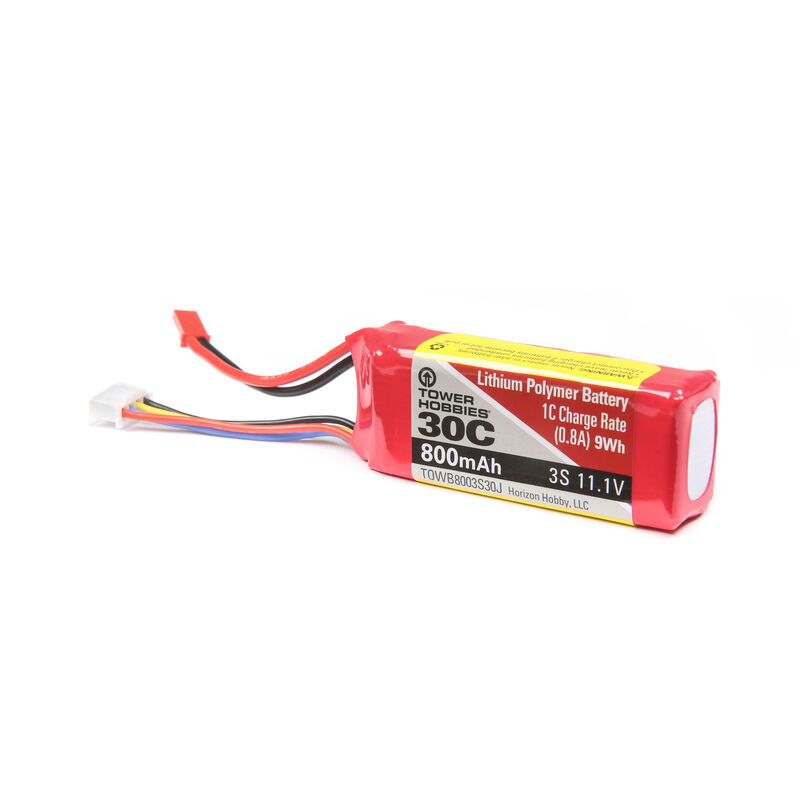 11.1V 800mAh 3S 30C LiPo: JST