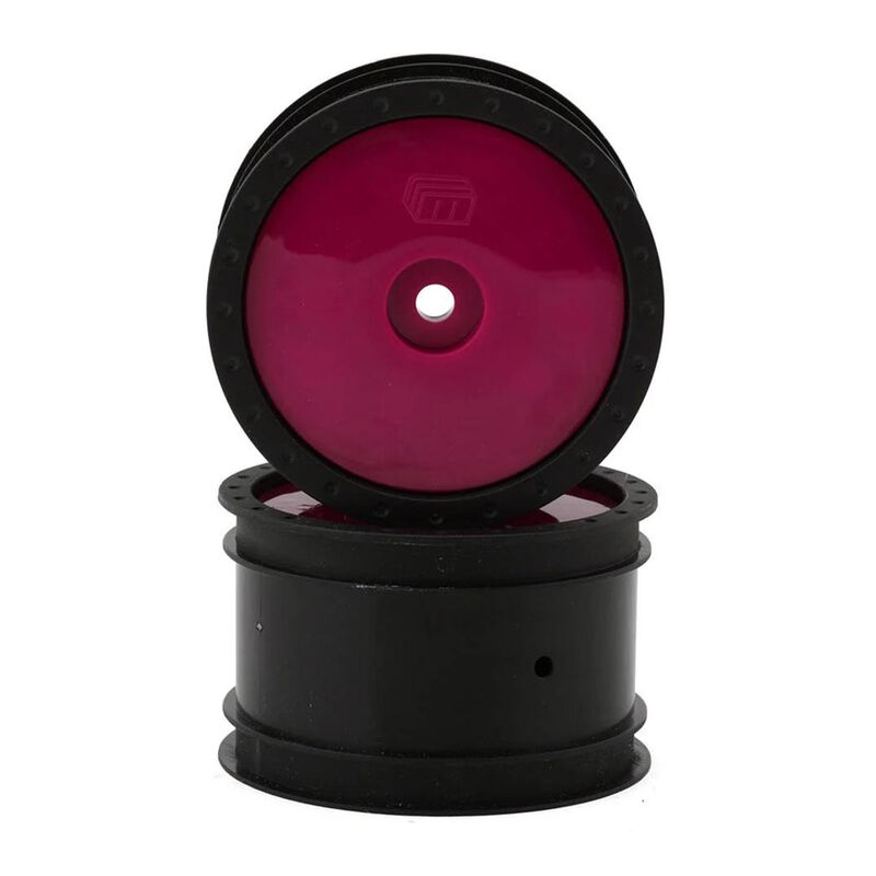 Whitz Racing 1/10 Whiplash 2.2" Rear Sprint Car Wheels with Wheel Covers, Hot Pink (2)
