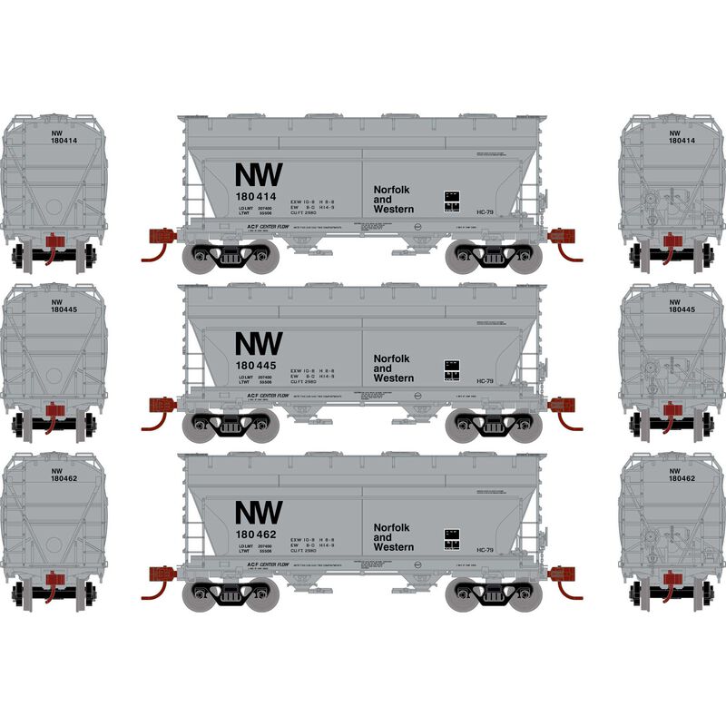 HO RTR ACF 2970 Cover Hopper, N&W (3)