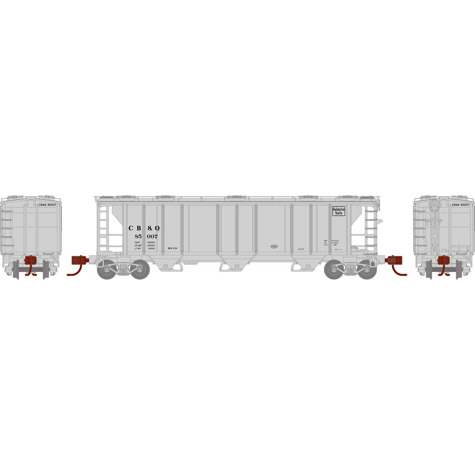 N PS-2 2893 3-Bay Covered Hopper, CB&Q #85007