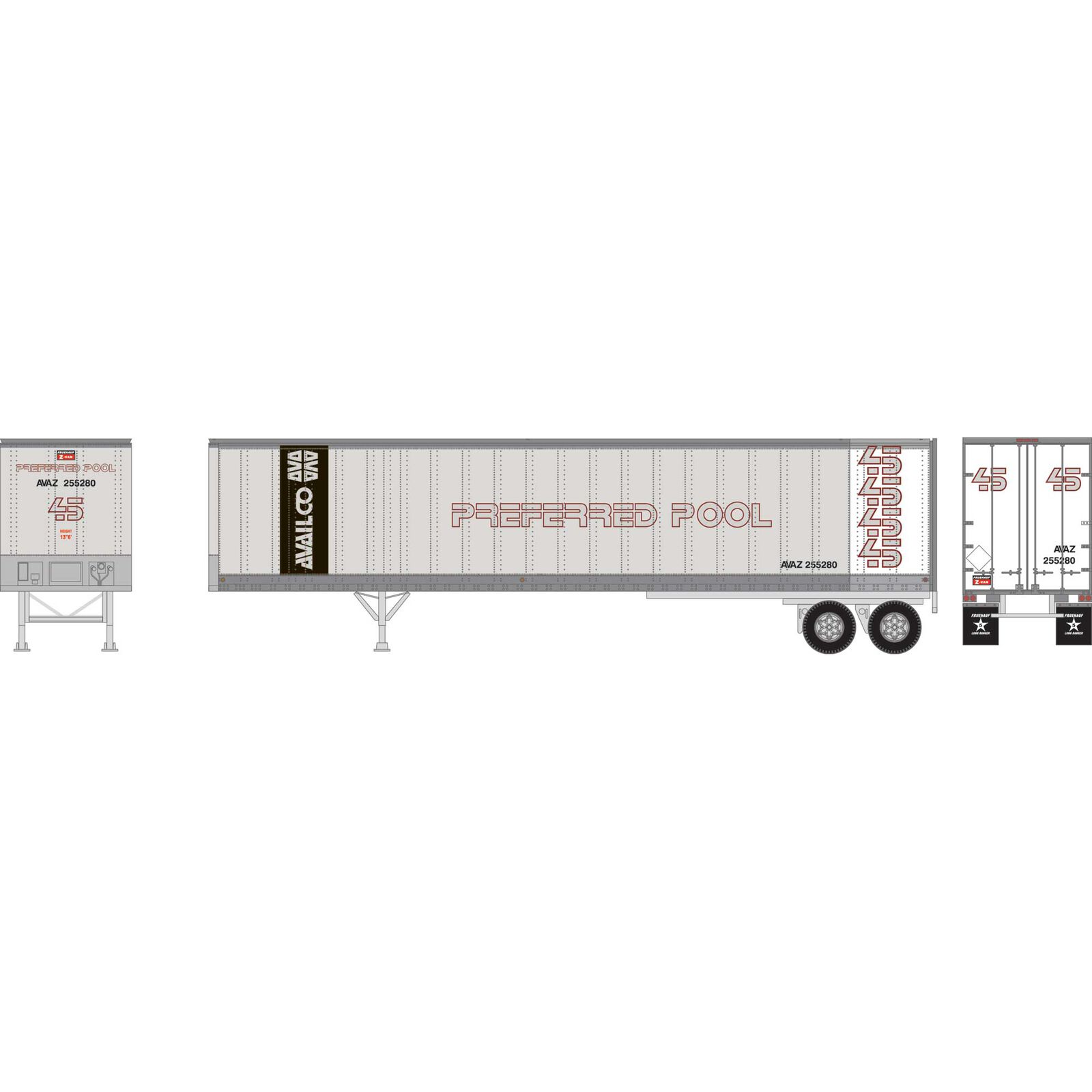 HO RTR 45' Fruehauf Z-Van Trailer, Availco #255280