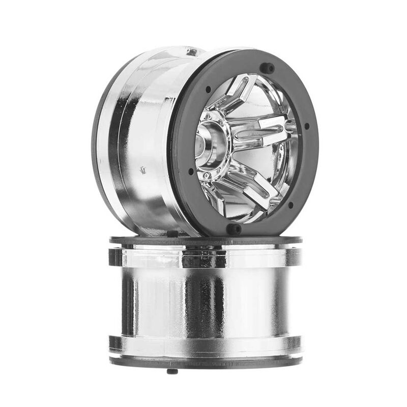 1/10 Rocksters 2.2 Beadlock Wheels, 12mm Hex, Chrome (2)