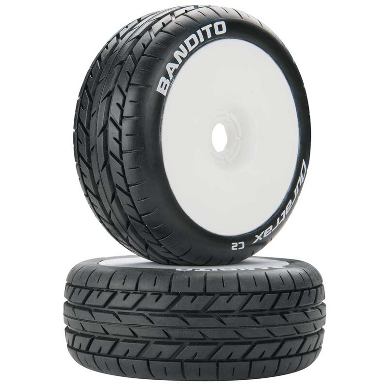 Bandito 1/8 Buggy C2 Mounted Buggy Tires, White (2)