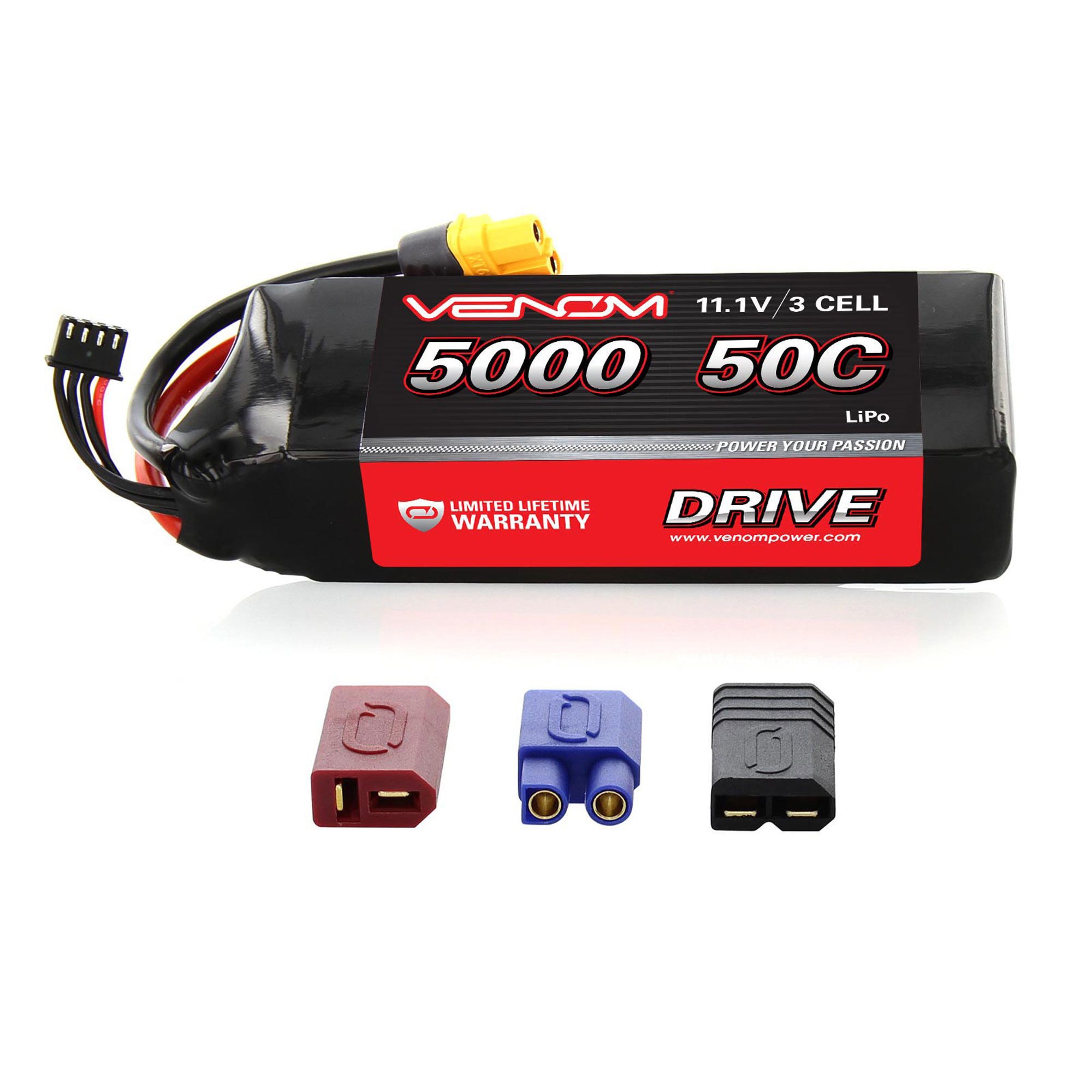 Venom 11.1V 5000mAh 3S 50C DRIVE LiPo Battery: UNI 2.0 Plug