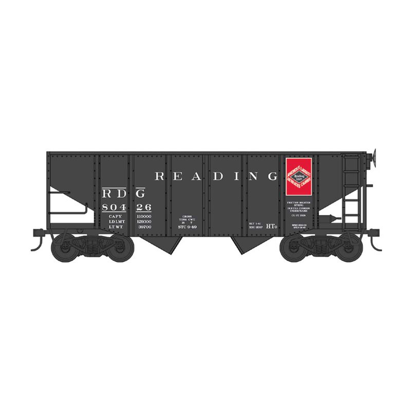 HO 55 Ton Fishbelly Hopper Reading Anthracite - Class HTo Rd #80490