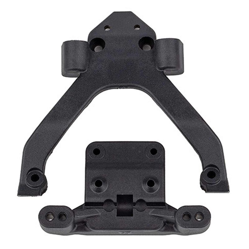 Front Top Plate and Ballstud Mount, Carbon: Associated RC10B6.4
