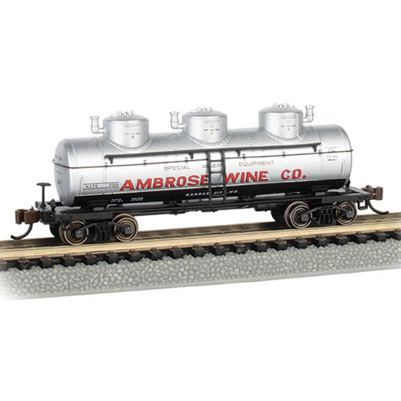 N SCALE 3 Dome Tank Car Ambrose Wine Co. #7501