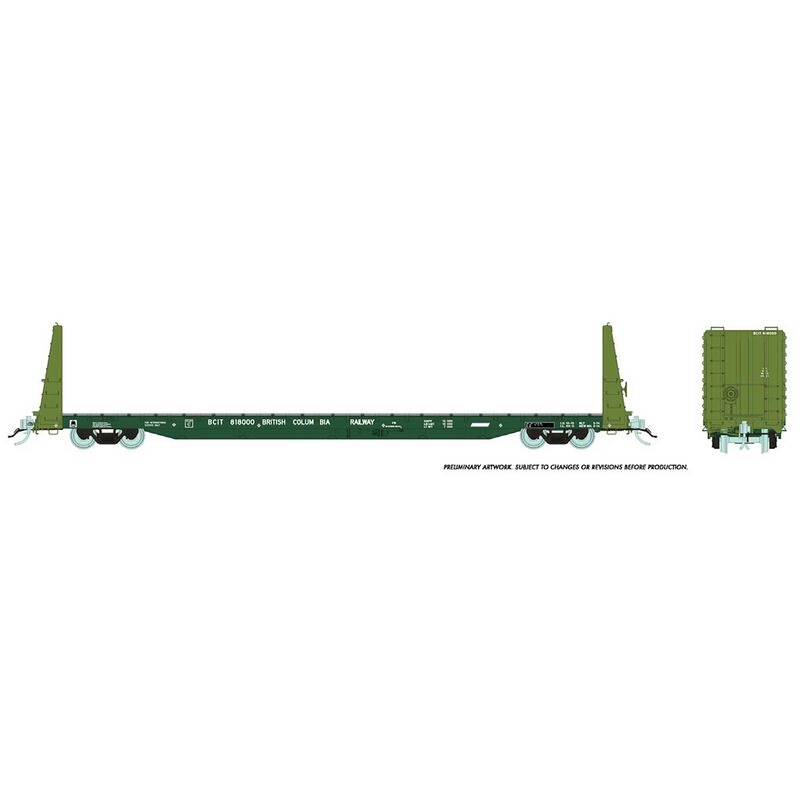 HO Marine Industries Bulkhead Flatcar BCIT Green Intl, (6)