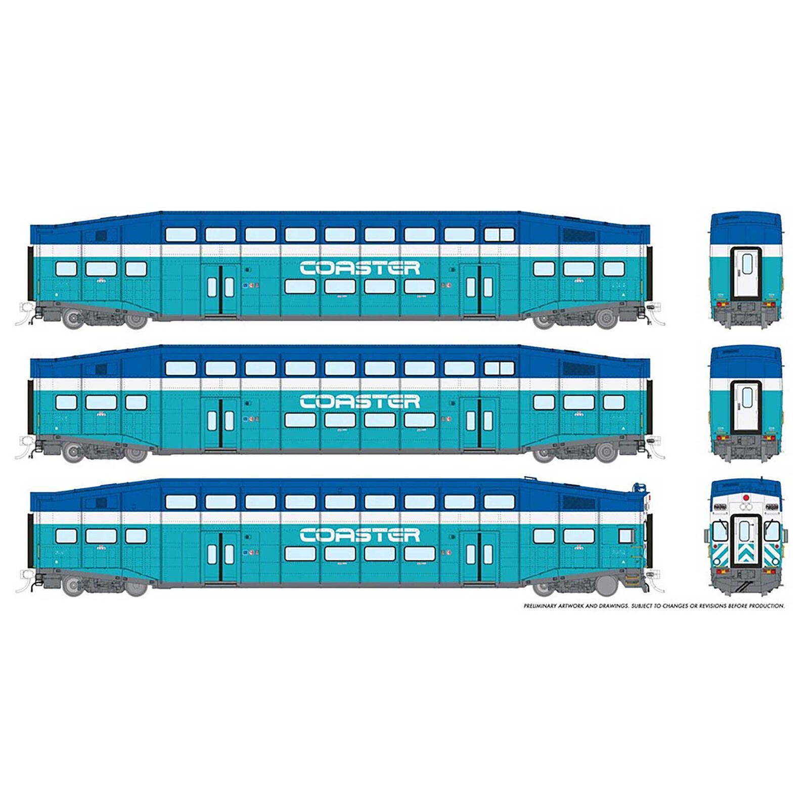 HO BiLevel Commuter Car Coaster Original Set #2