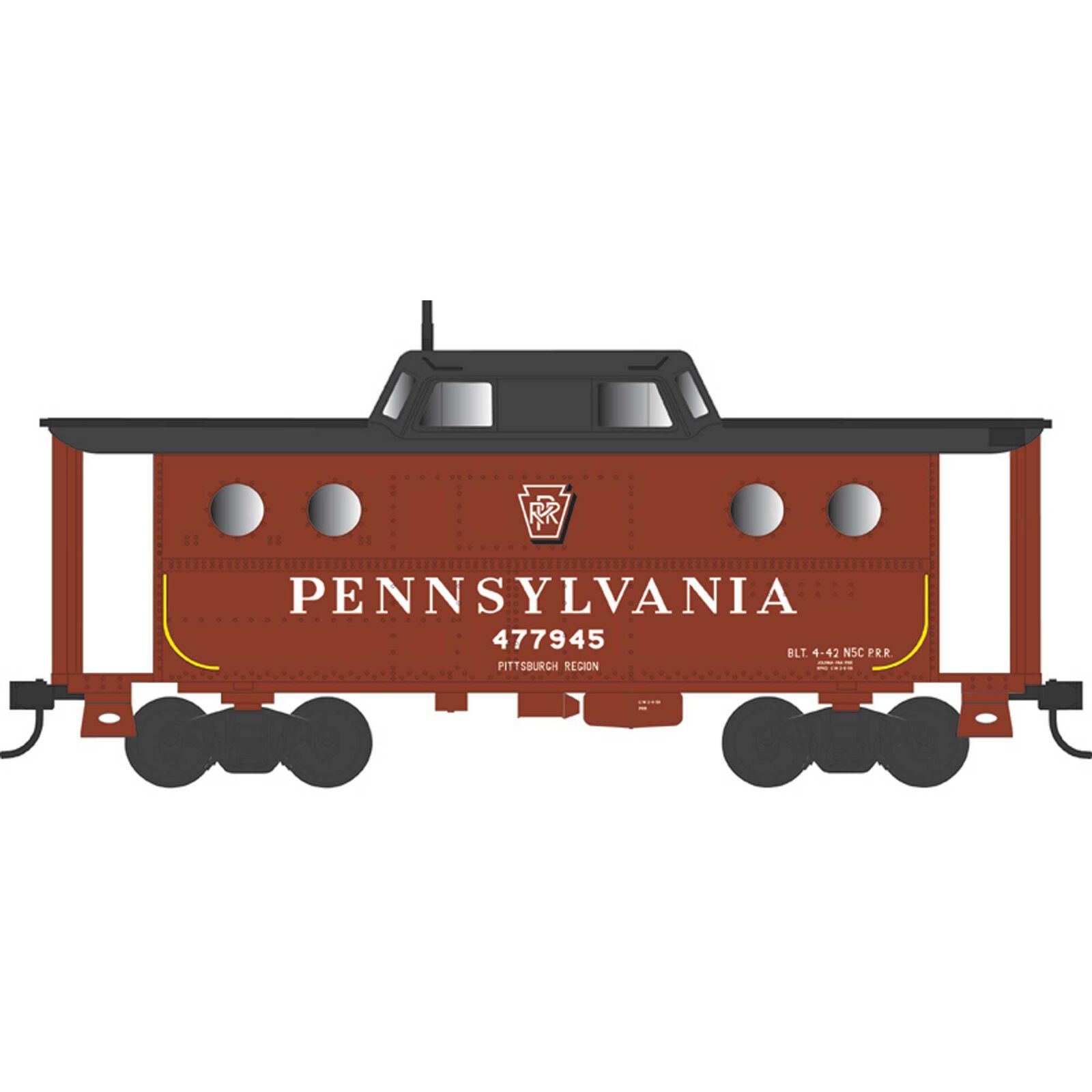 HO N5c Caboose, PRR Shadow Key Pitts Reg #477949