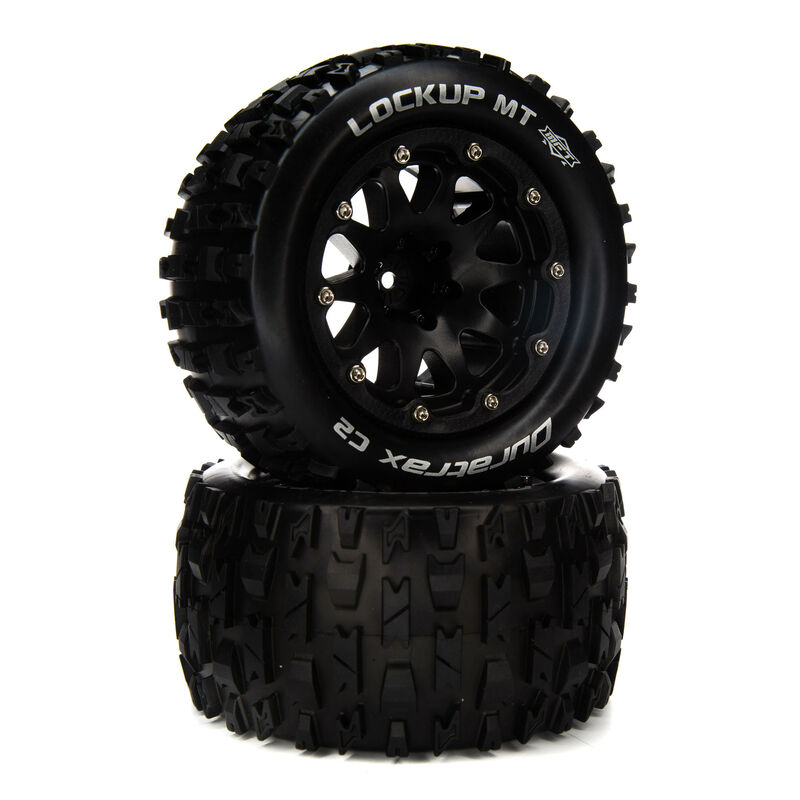 Lockup MT Belted 2.8" Mounted Front/Rear Tires, 14mm Black (2)