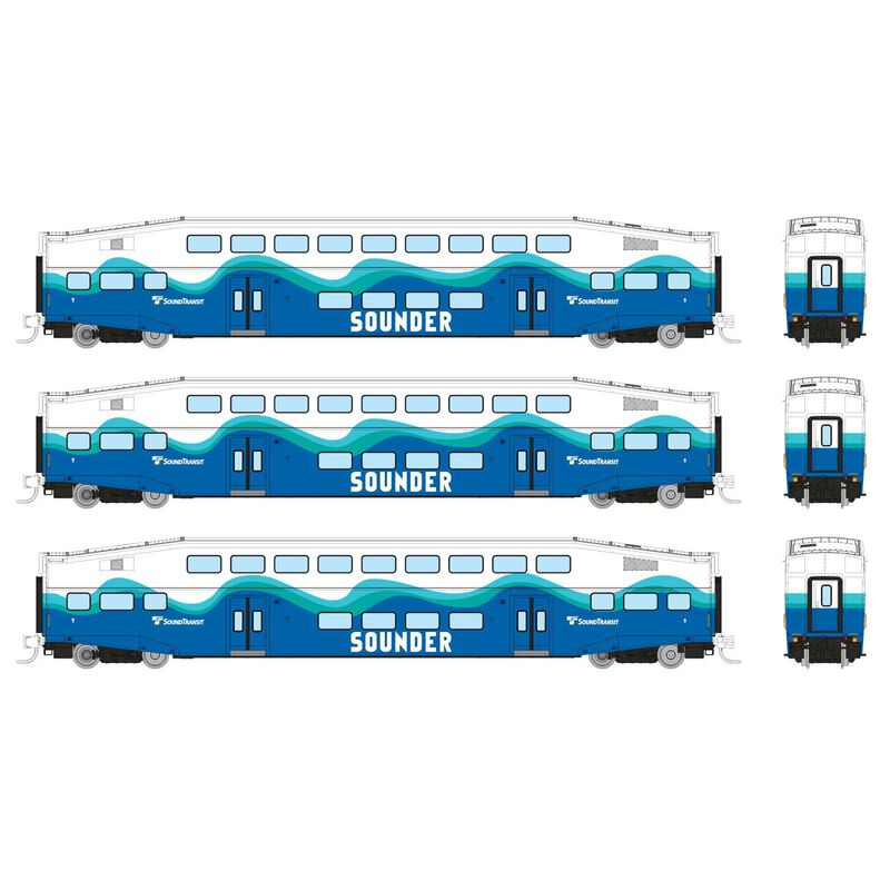N Bilevel Commuter Car: Sounder: Set #3 (Coaches: 401 406 409)