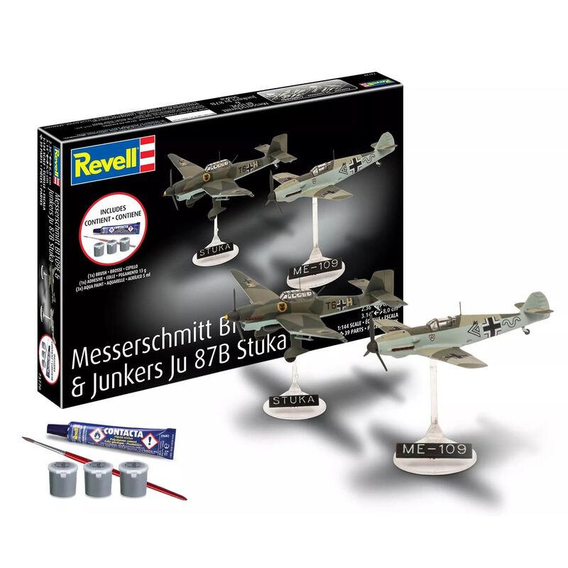 CARRERA REVELL OF AMERICAS INC 1/72 Messerschmitt BF109E & JU87B Stuka All-Included Model Kit
