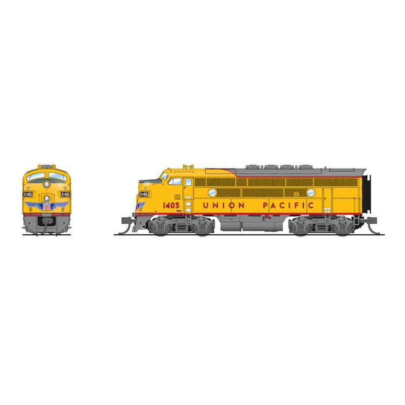 N EMD F3A Locomotive, Yellow & Gray, Paragon4, UP #1409