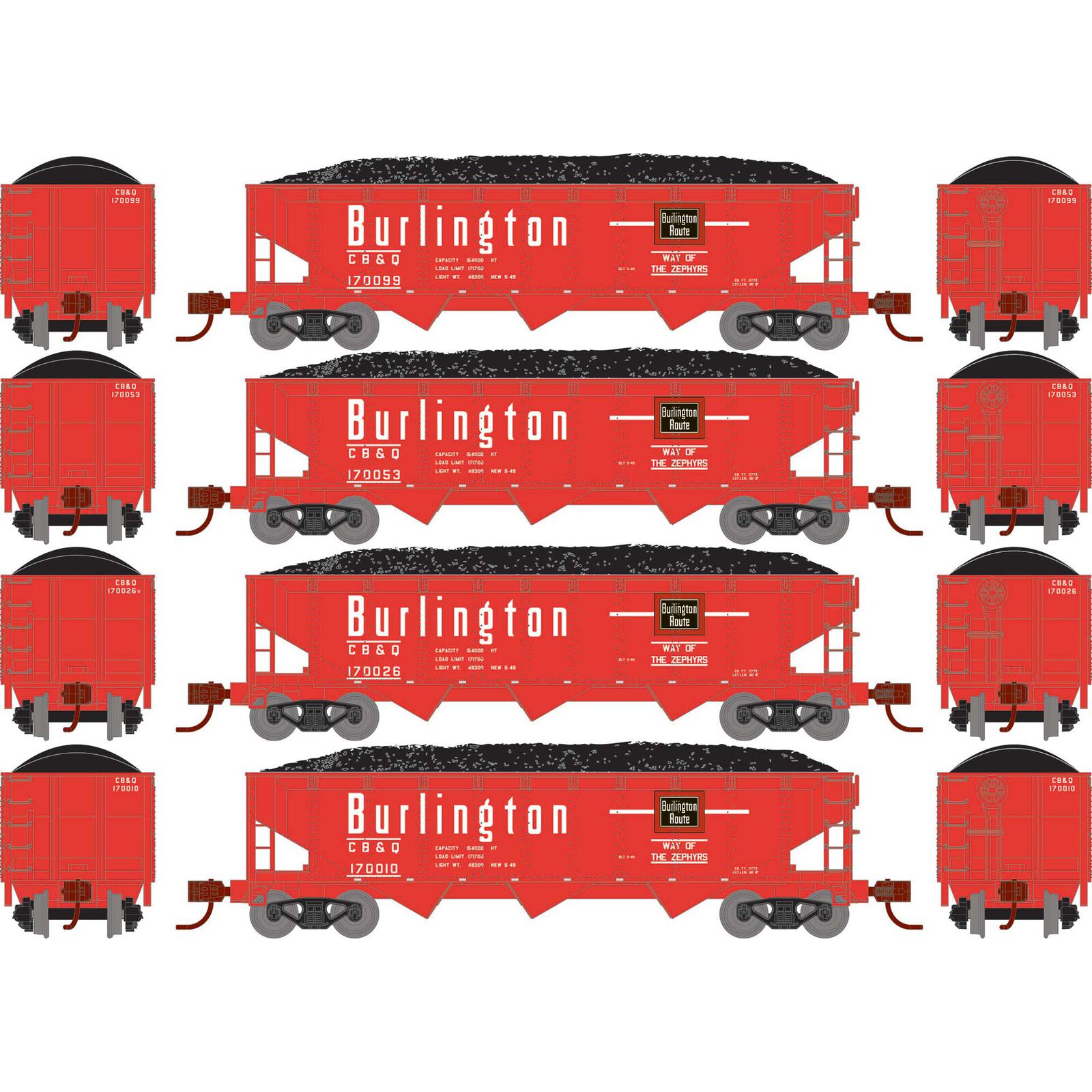 N 40' Offset Coal Hopper with Load, CB&Q #1 (4)