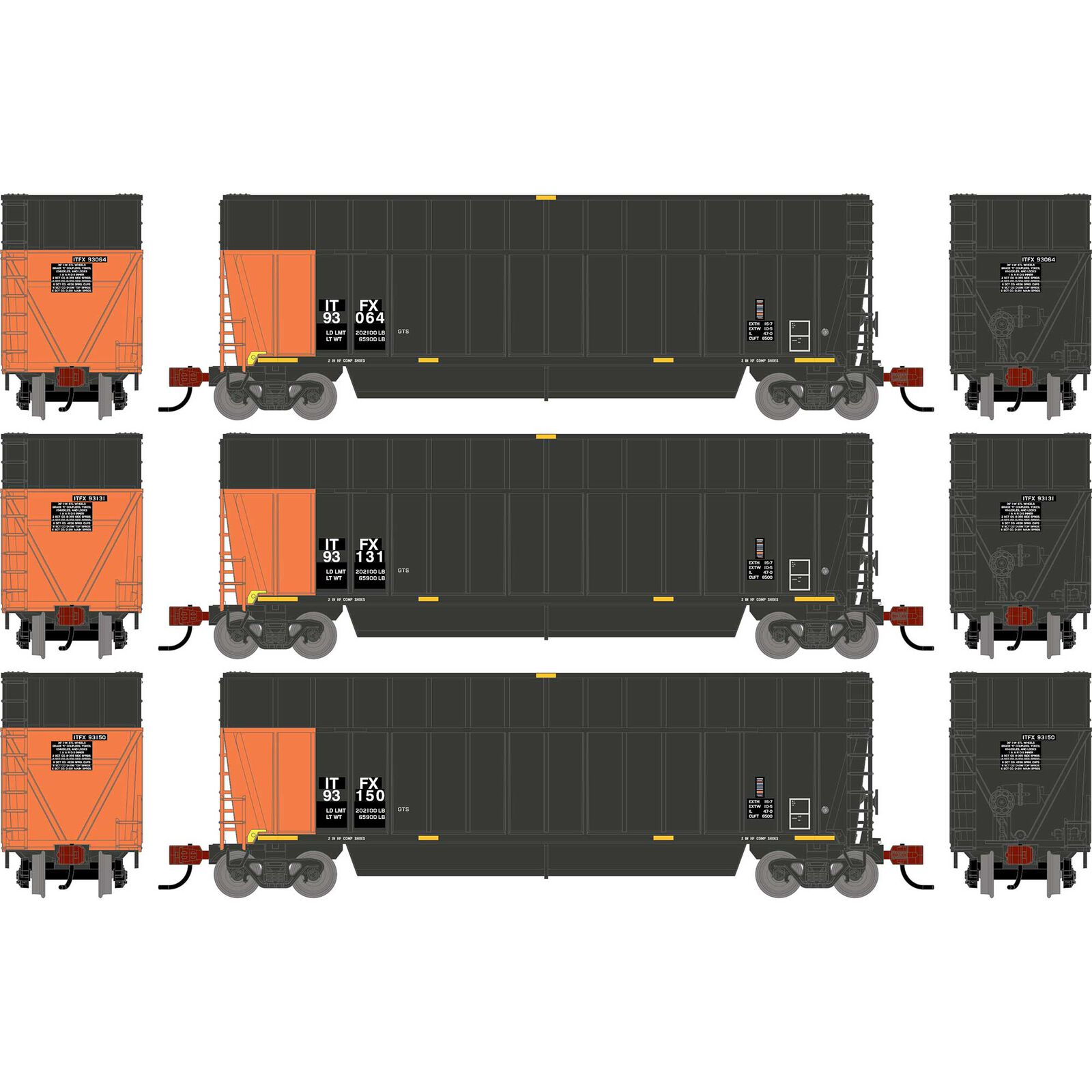 N ATH Berwick Bathtub Extended Side Gondola, Primed For Grime ITFX #93064/93131/93150 (3)